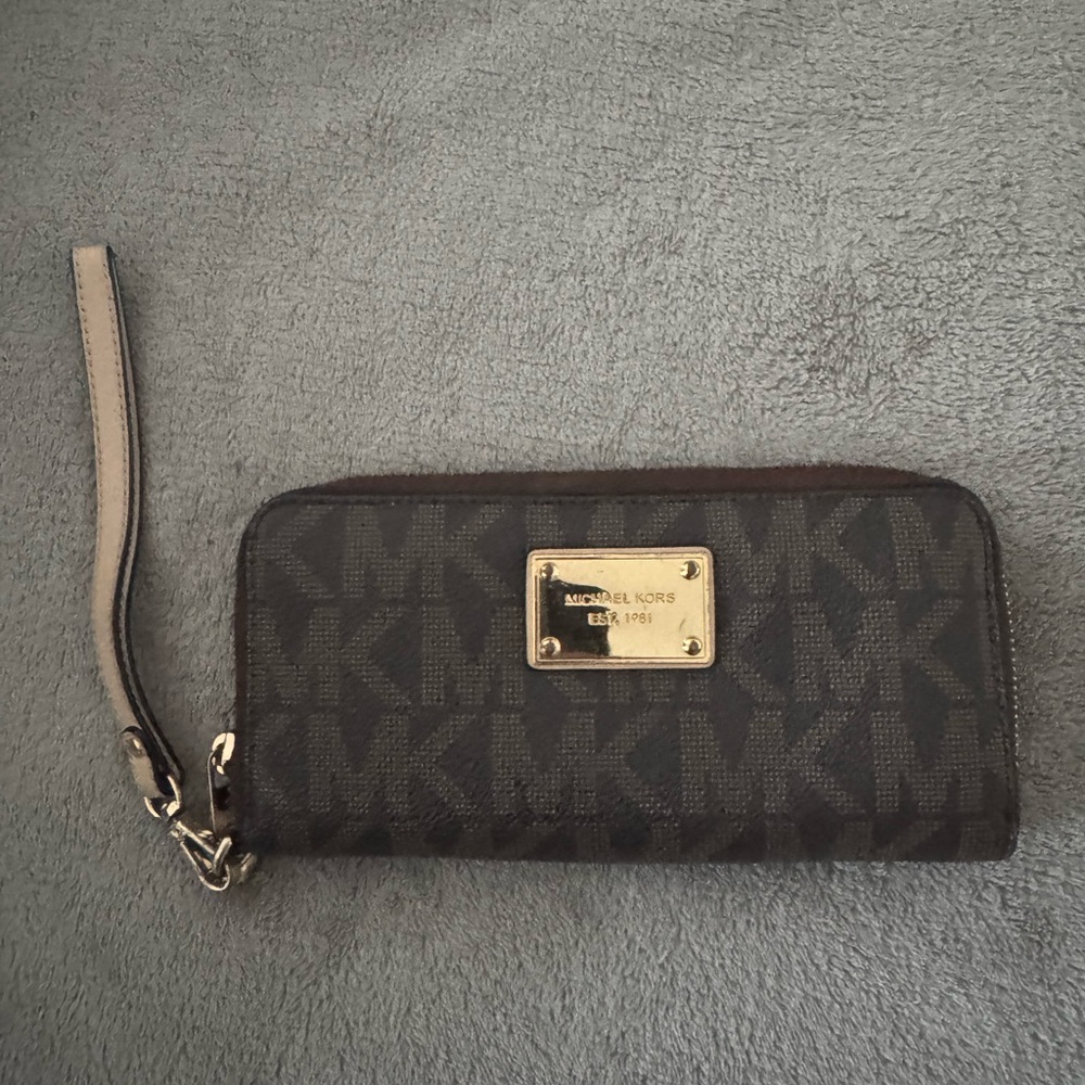 Michael Kors Dark Brown Logo Wristlet